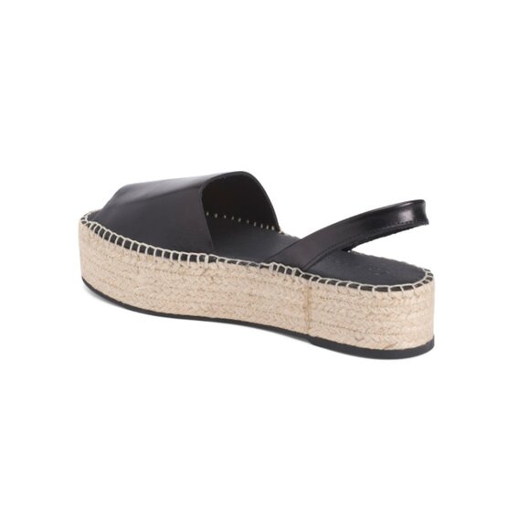 CARMEN SAIZ Black Made In Spain Leather Espadrille Flatform Sandals - Picture 2 of 2